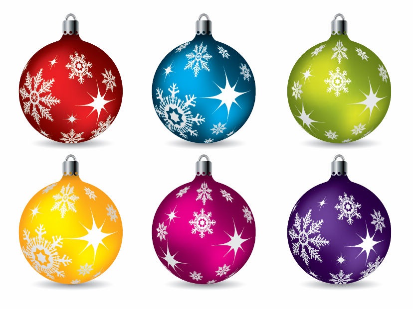 828x621 Colorful Christmas Ball Ornaments Vector Free Vector Graphics