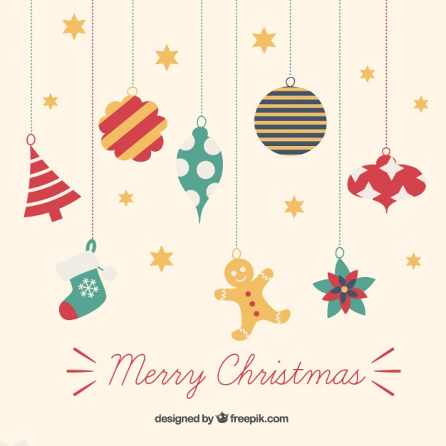 626x626 Colorful Hanging Christmas Ornaments Vector Free Download