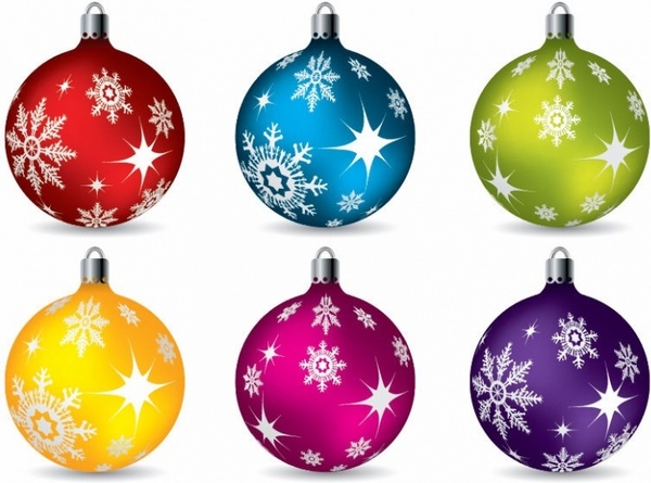 600x445 Colorful Christmas Ball Ornaments Vector Free Vector