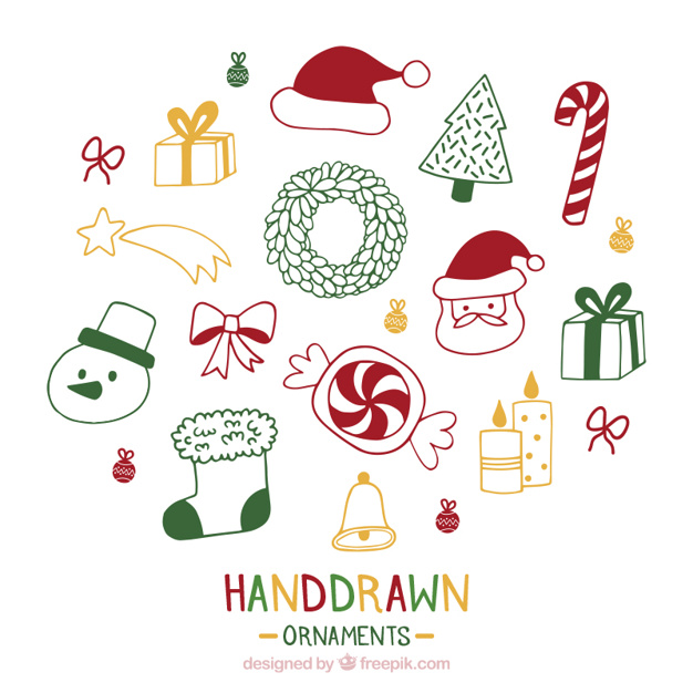 626x626 Hand Drawn Christmas Ornaments Vector Free Download