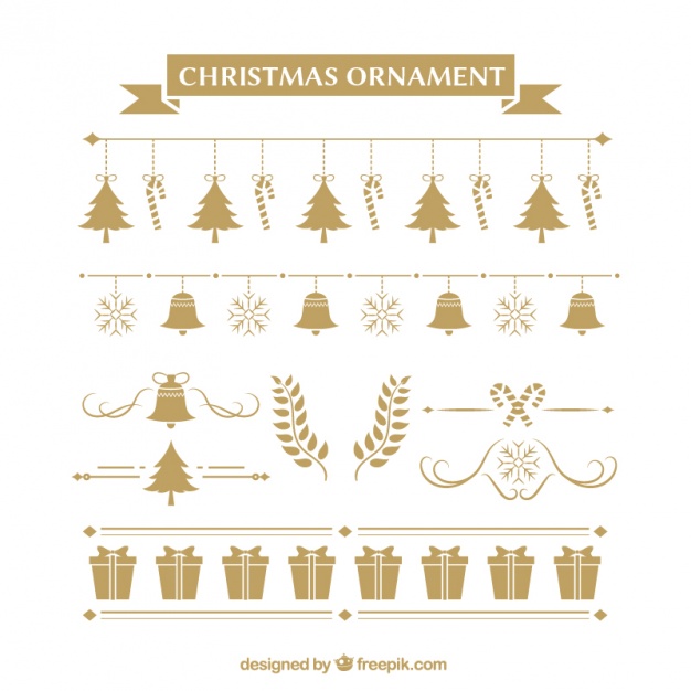 626x626 Golden Christmas Ornaments Vector Free Download