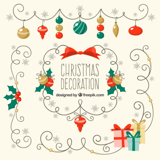 626x626 Set Of Hand Drawn Vintage Christmas Ornaments Free Graphic