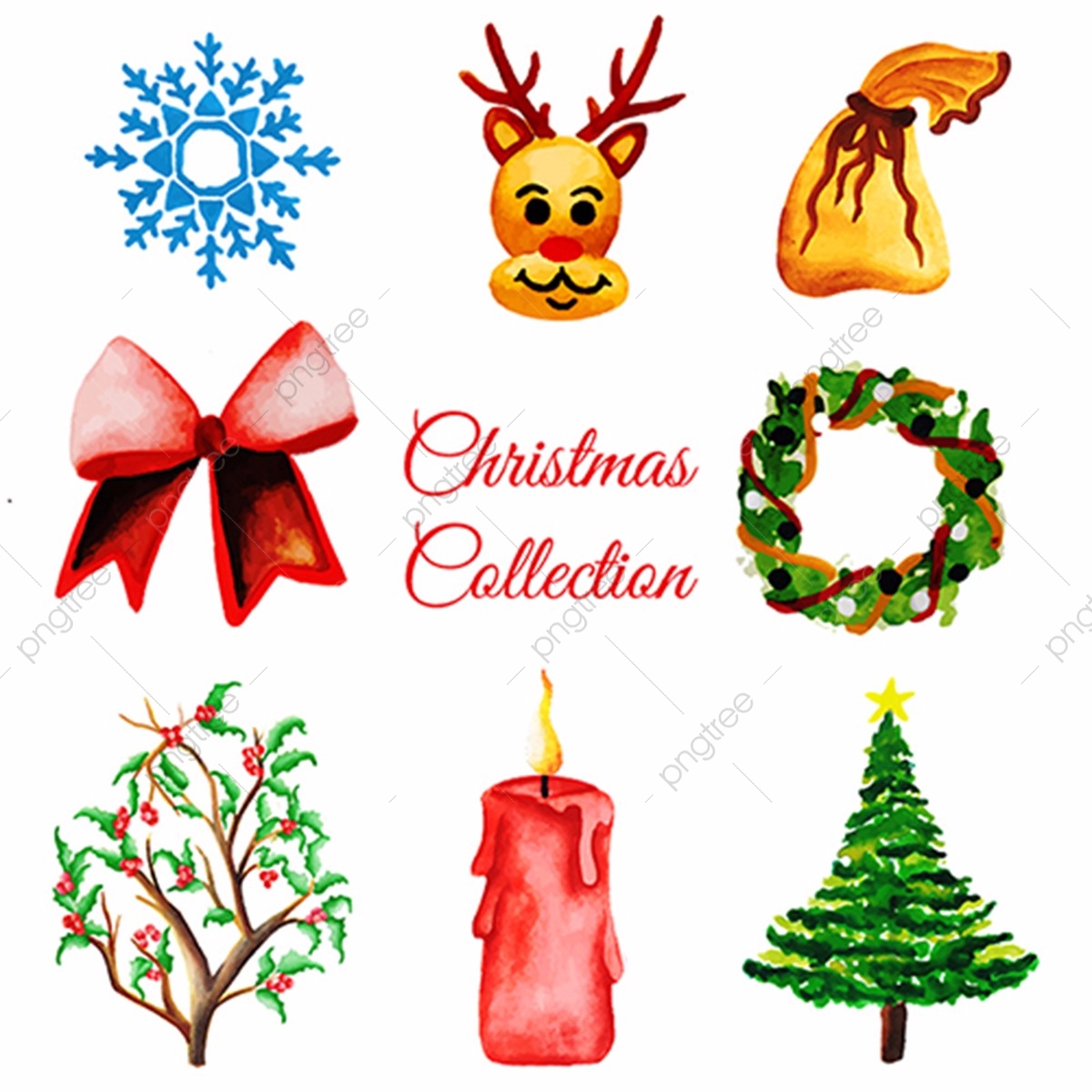 1200x1200 Watercolor Christmas Ornaments Collection, Watercolor Vector