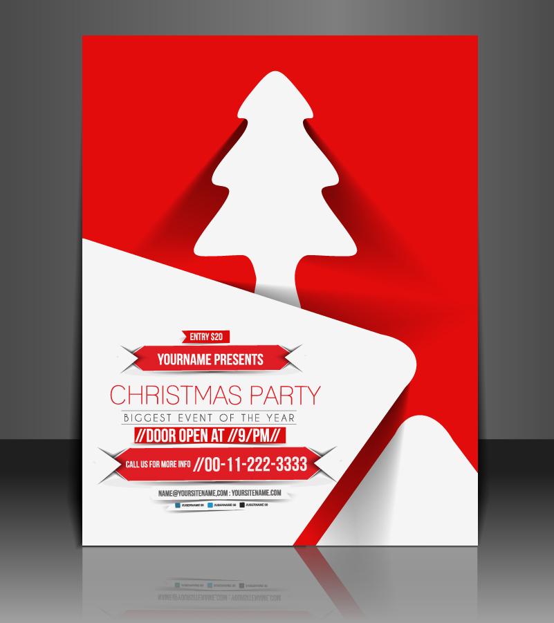 801x901 Christmas Party Tree Red Background Vector Free Vector Graphic