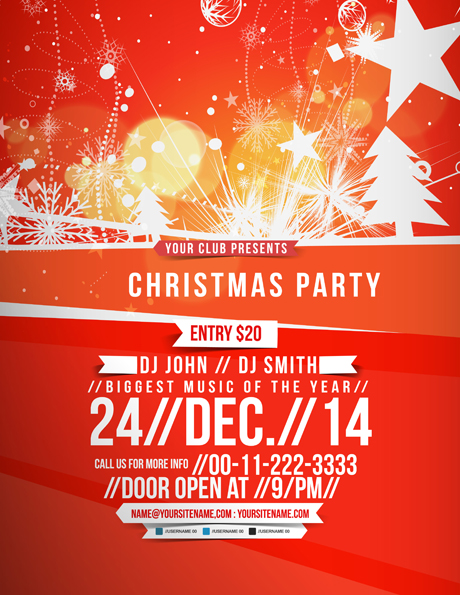 460x595 Christmas Party Poster Design Vector Free Download