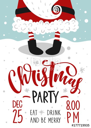 357x500 Christmas Party Invitation Vector Template With Calligraphy