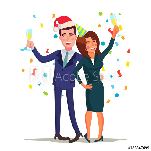 500x500 Corporate Christmas Party Vector Smiling Drunk Man And Woman