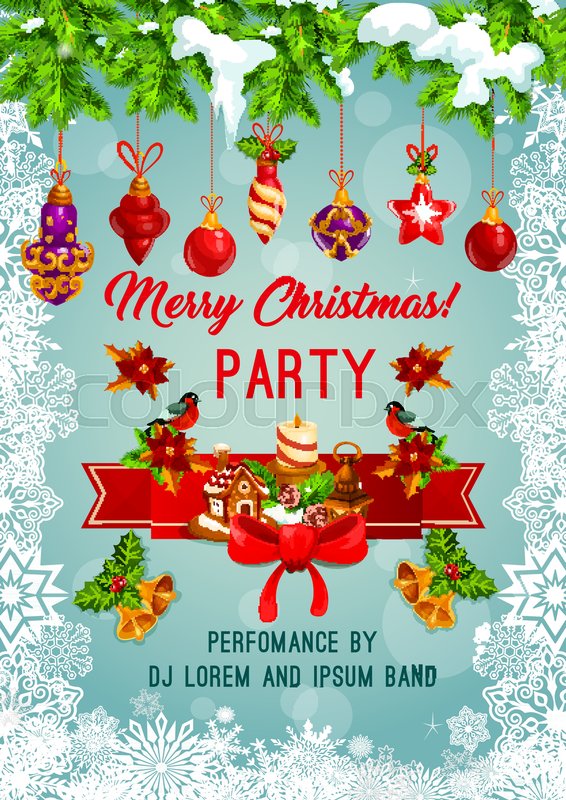 566x800 Merry Christmas Invitation Card Design Stock Vector Colourbox