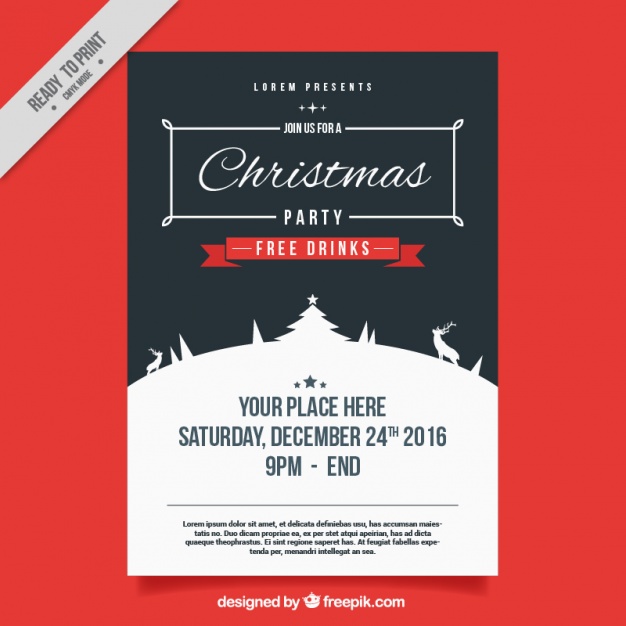 626x626 Vintage Poster Of Christmas Party Vector Free Download