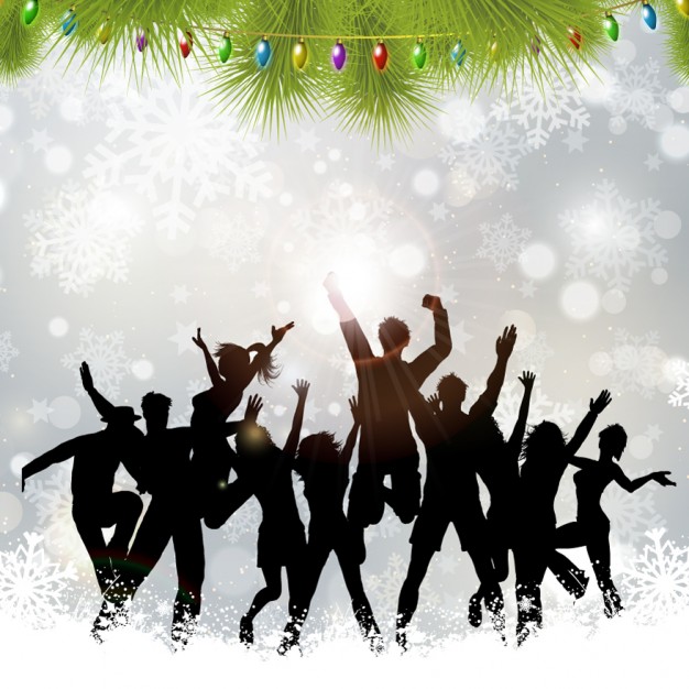 626x626 Background With People In Christmas Party Vector Free Download