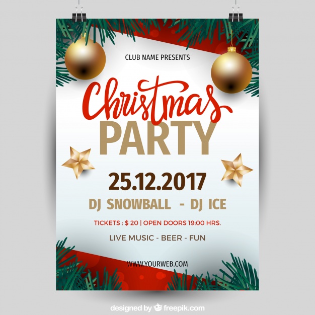 626x626 Beautiful Realistic Poster For A Christmas Party Vector Free