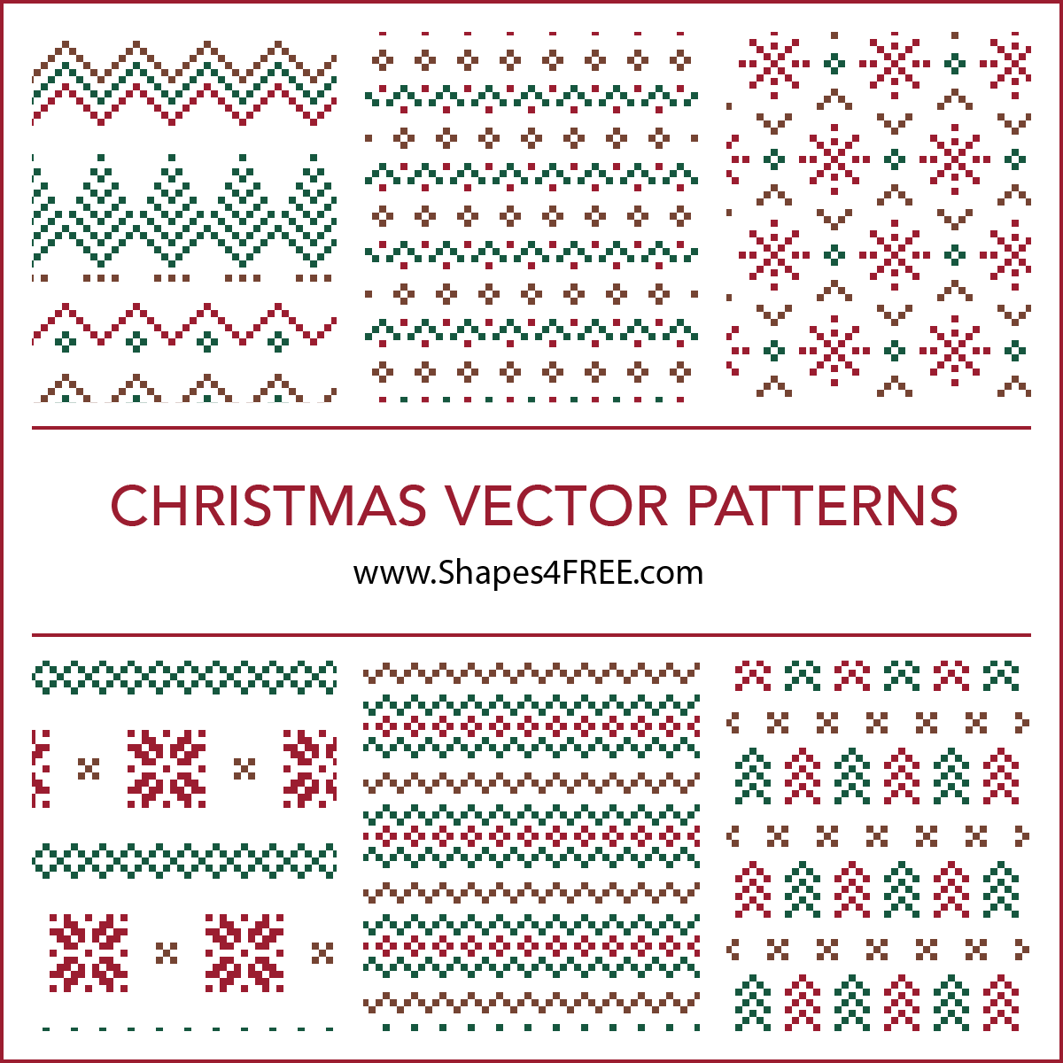 1200x1200 Christmas Pixel Patterns Vector
