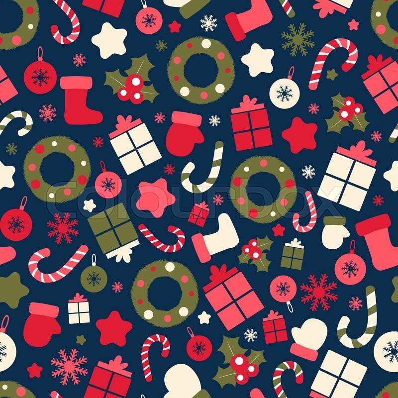 800x800 Retro Style Christmas Pattern Winter Stock Vector Colourbox