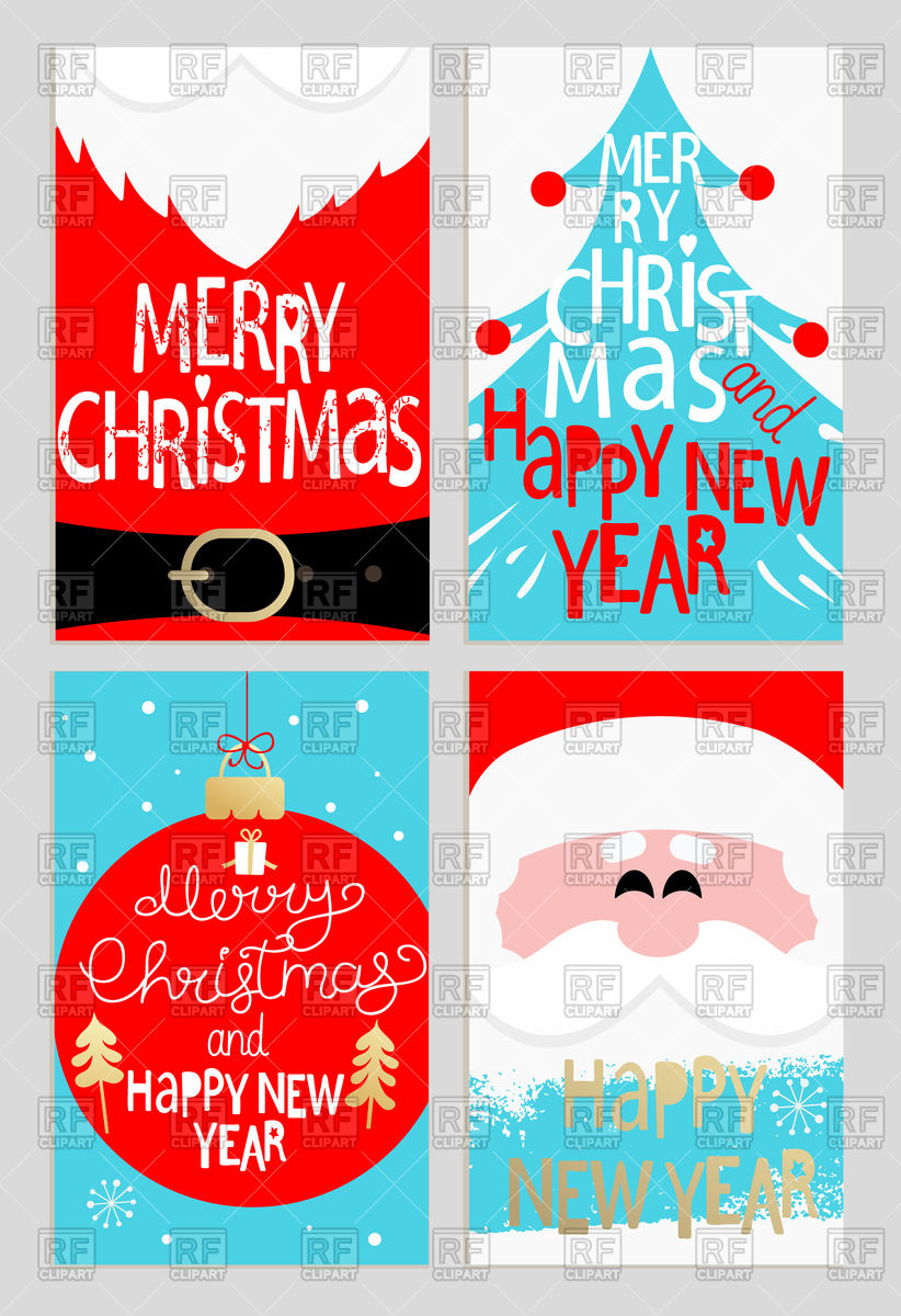 822x1200 Merry Christmas Posters Set With Santa And Christmas Tree Vector