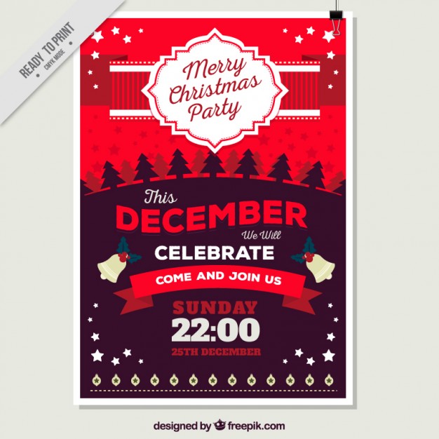 626x626 Merry Christmas Poster In Red Tones Vector Free Download