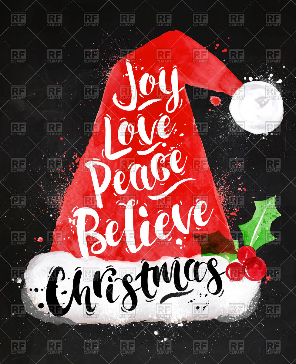 976x1200 Watercolor Christmas Poster With Santa Hat Vector Image