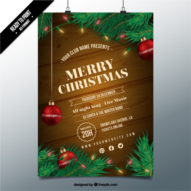 626x626 Wooden Christmas Poster Vector Free Download