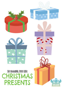 250x350 Christmas Presents Clipart, Instant Download Vector Art