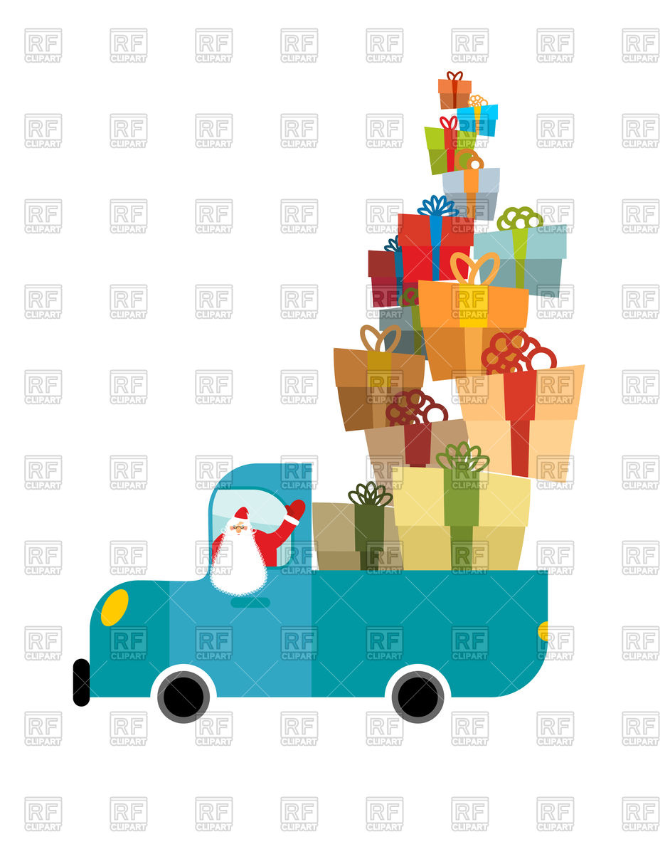 942x1200 Santa Truck With Christmas Gifts Vector Image Of Signs, Symbols