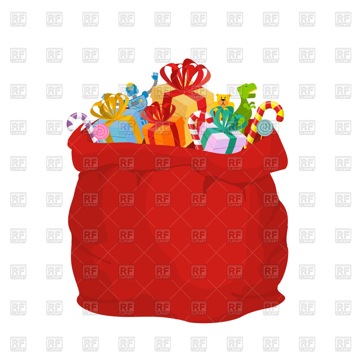 1200x1200 Big Red Christmas Bag With Gifts Vector Image Of Objects