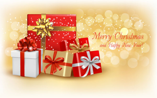 600x373 Bright Christmas Gift Cards Art Vector Free Vector In Adobe