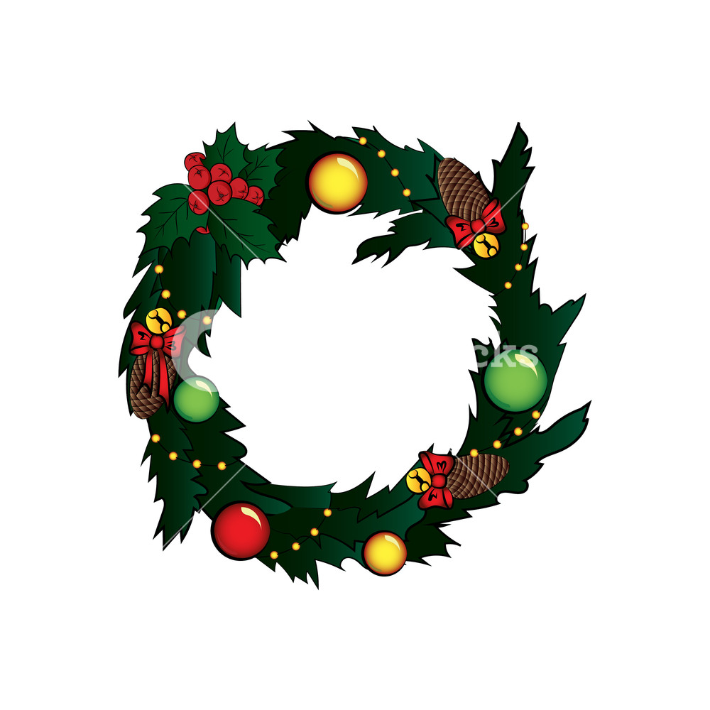 Christmas Wreath Vector Color Illustration Royalty Free Stock 1000x1000 Christmas Wreath Vector Color Illustration Royalty Free Stock
