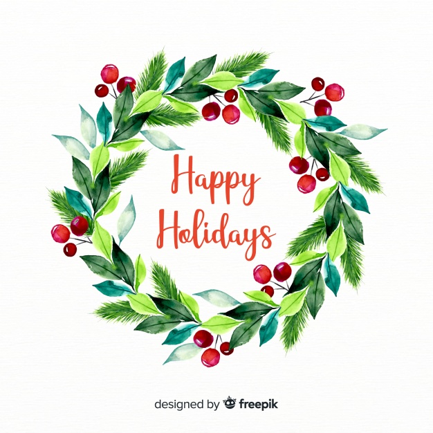 Watercolor Christmas Wreath Vector Free Download 626x626 Watercolor Christmas Wreath Vector Free Download