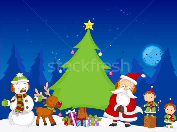 Christmas Scene Vector Illustration Lenm 600x447 Christmas Scene Vector Illustration Lenm