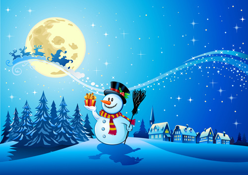 Christmas Night Sky Vector Free Vector Download 500x354 Christmas Night Sky Vector Free Vector Download