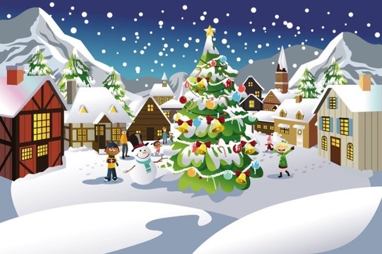 Christmas Scene Vector at Vectorified.com | Collection of Christmas ...