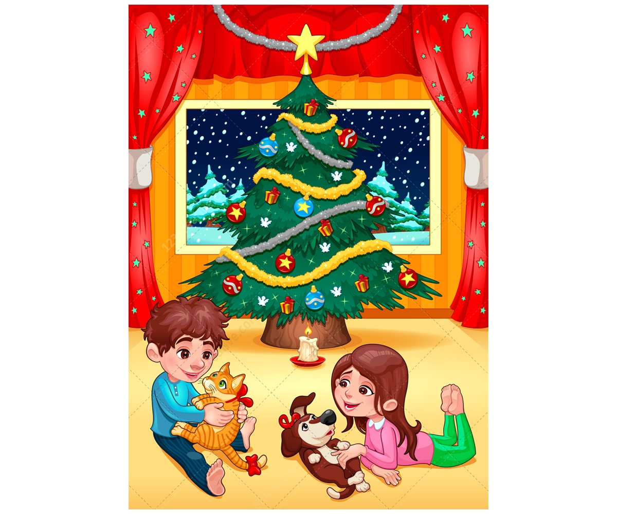 Christmas Scene Vector Illustration 1200x1000 Christmas Scene Vector Illustration