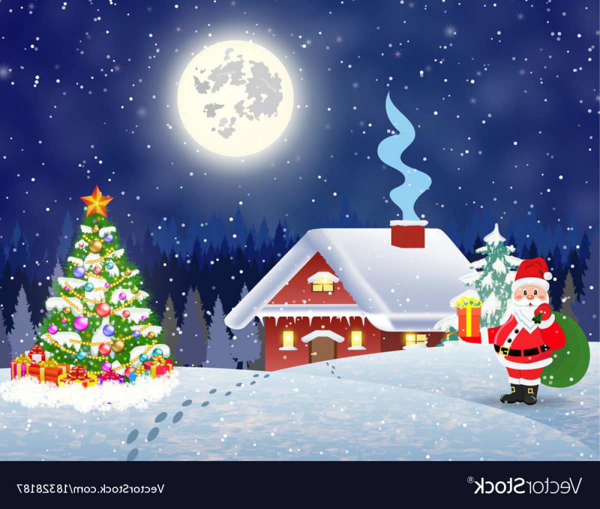 House In Snowy Christmas Landscape At Night Vector Geekchicpro 1200x1018 House In Snowy Christmas Landscape At Night Vector Geekchicpro