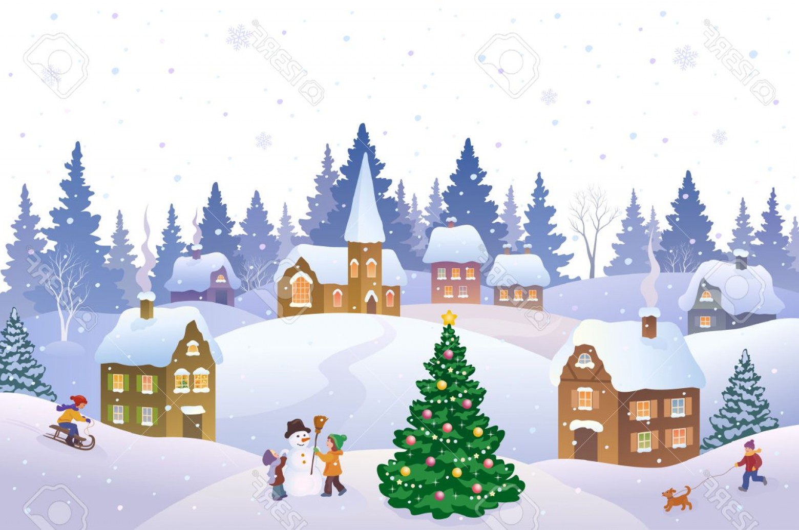 Photostock Vector Vector Illustration Of A Christmas Scene 1560x1035 Photostock Vector Vector Illustration Of A Christmas Scene