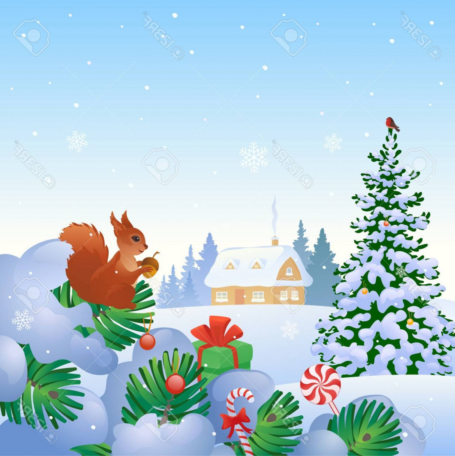 Photostock Vector Vector Illustration Of A Christmas Scene 1558x1560 Photostock Vector Vector Illustration Of A Christmas Scene