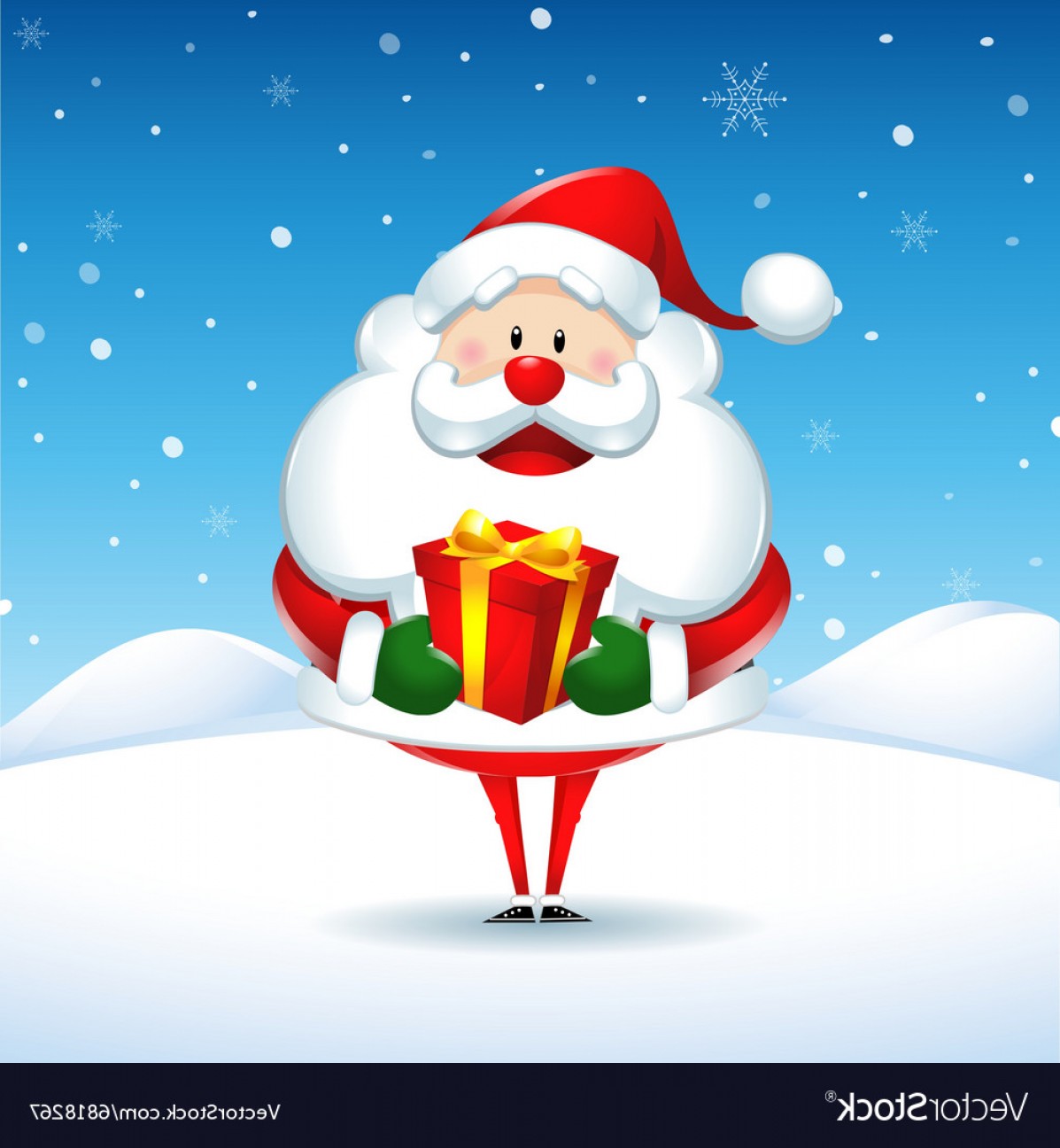 Santa Claus With Box Gift In Christmas Snow Scene Vector 1197x1296 Santa Claus With Box Gift In Christmas Snow Scene Vector