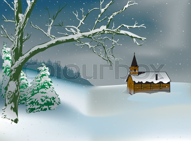 Winter Christmas Scene With Snowy Stock Vector Colourbox 800x594 Winter Christmas Scene With Snowy Stock Vector Colourbox