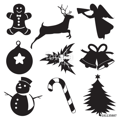500x500 Christmas Silhouette Collection Stock Image And Royalty Free