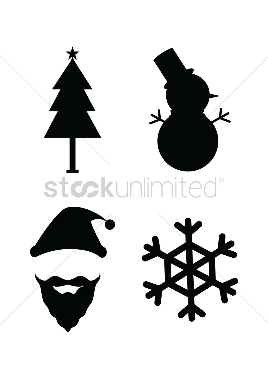 919x1300 Christmas Silhouette Set Vector Image