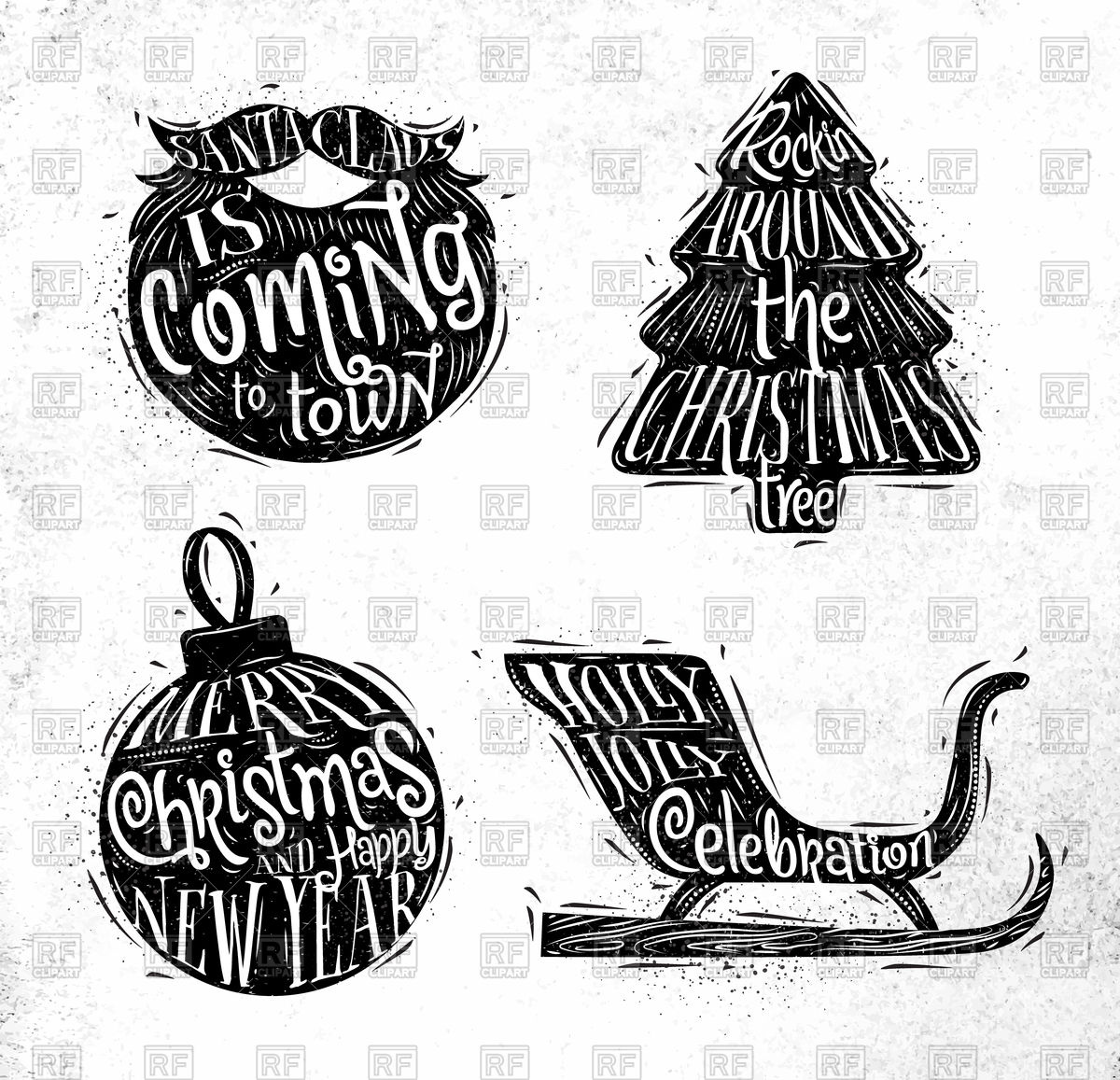1200x1157 Christmas Silhouettes Set Santa's Beard, Christmas Tree