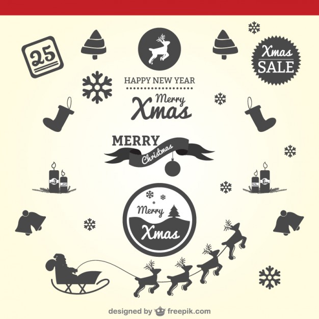 626x626 Christmas Silhouettes Vector Vector Free Download