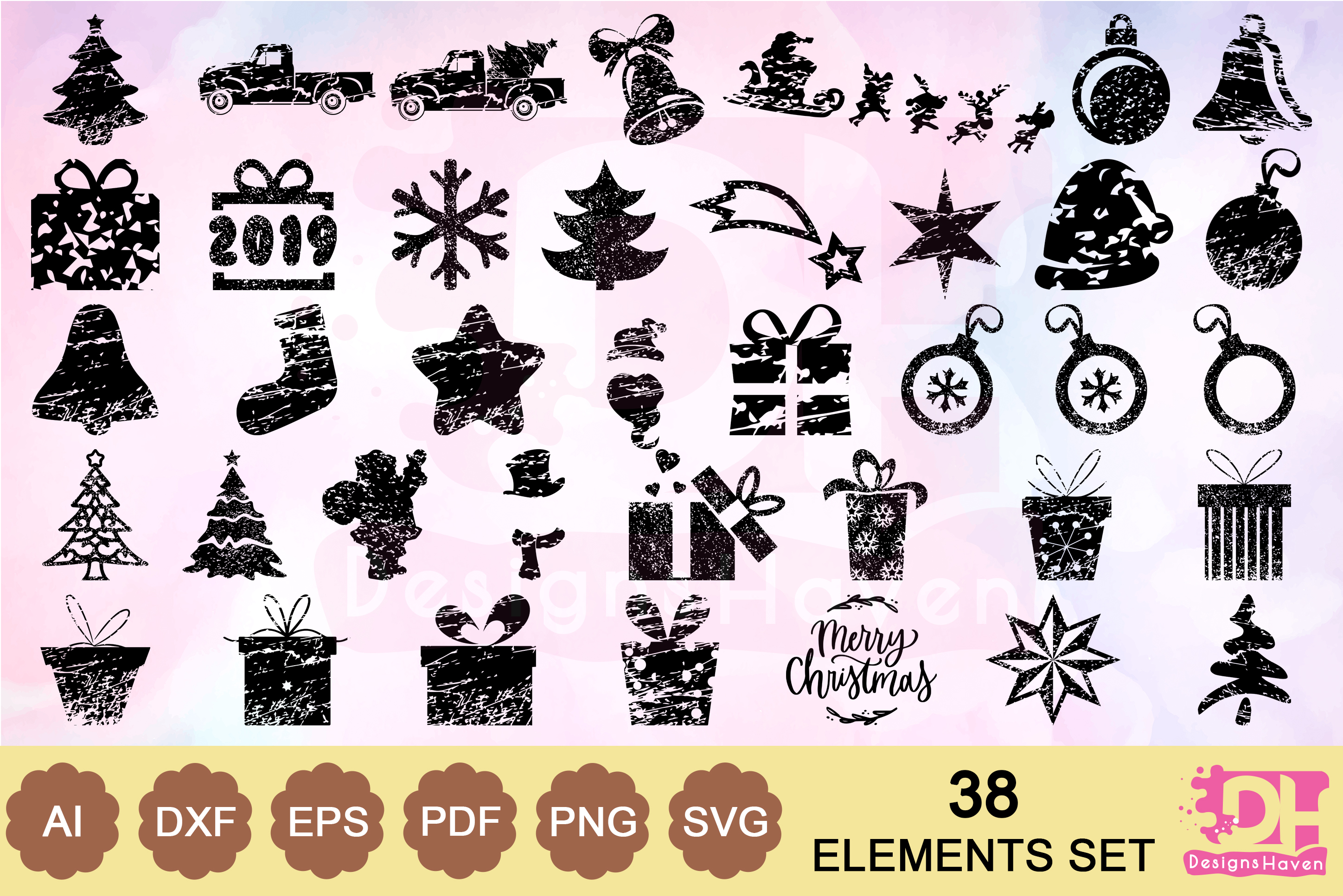 2896x1933 Distressed Christmas Silhouette Graphic