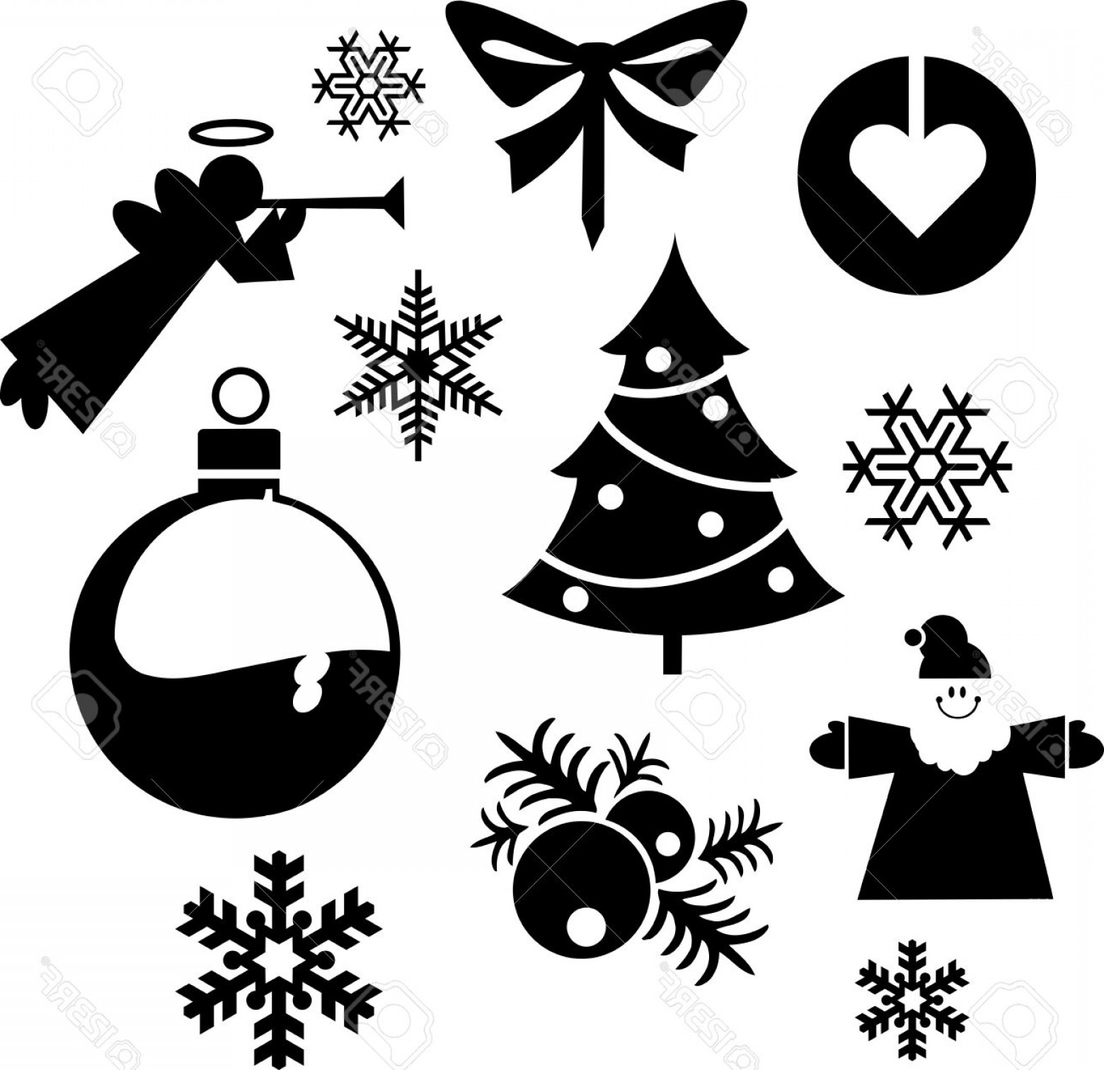 1560x1512 Photostock Vector Christmas Balls Christmas Tree Silhouette Set