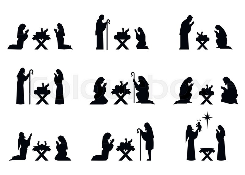 800x570 Set Of Christmas Silhouettes Jesus Stock Vector Colourbox