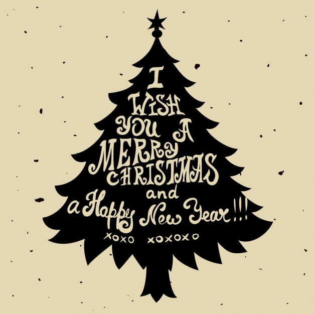 626x626 Silhouette Of A Christmas Tree With Letters Vector Free Download