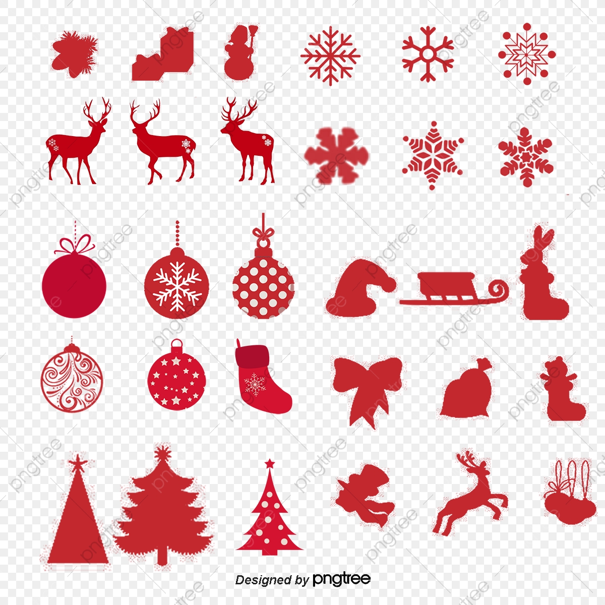 1200x1200 Christmas Silhouette Collection, Deer, Red, Christmas Tree Png