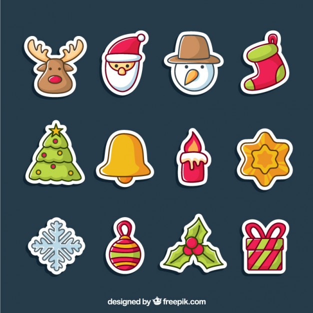626x626 Collection Of Christmas Stickers Vector Free Download