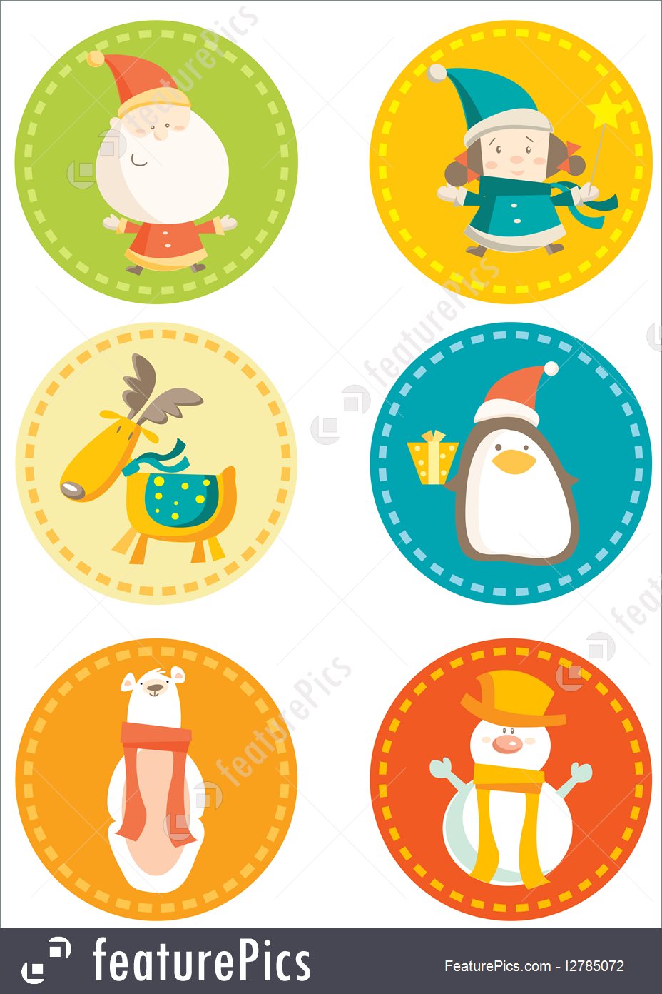 928x1392 Colorful Christmas Stickers Illustration