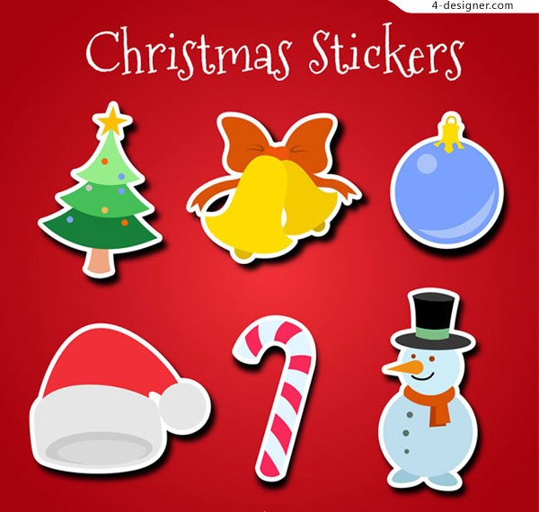 600x570 Designer Color Christmas Stickers Vector