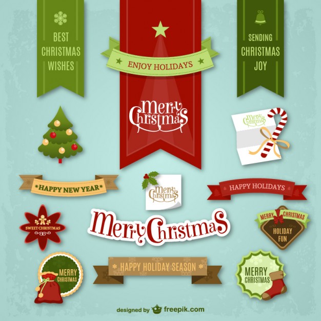 626x626 Colorful Christmas Stickers Vector Free Download