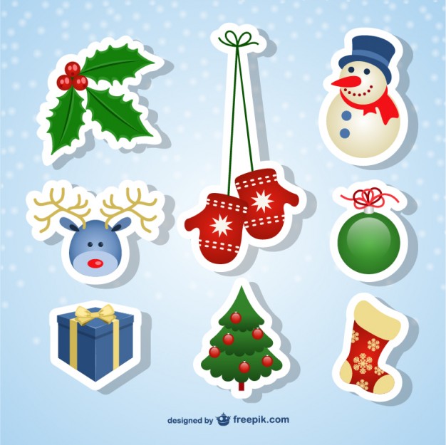 626x625 Cute Christmas Stickers Vector Free Download